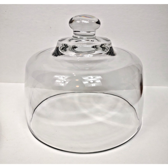 Vintage Marble Cheese Board Plate, Glass Cloche Dome, Footed Base, 7.5" Diameter - Picture 6 of 7